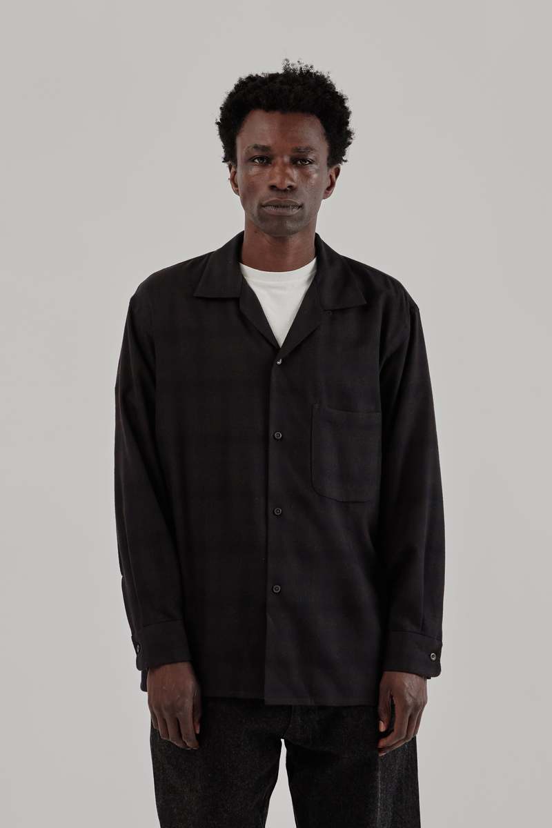 KAPTAIN SUNSHINE Wool Ombre Open Collar Shirt