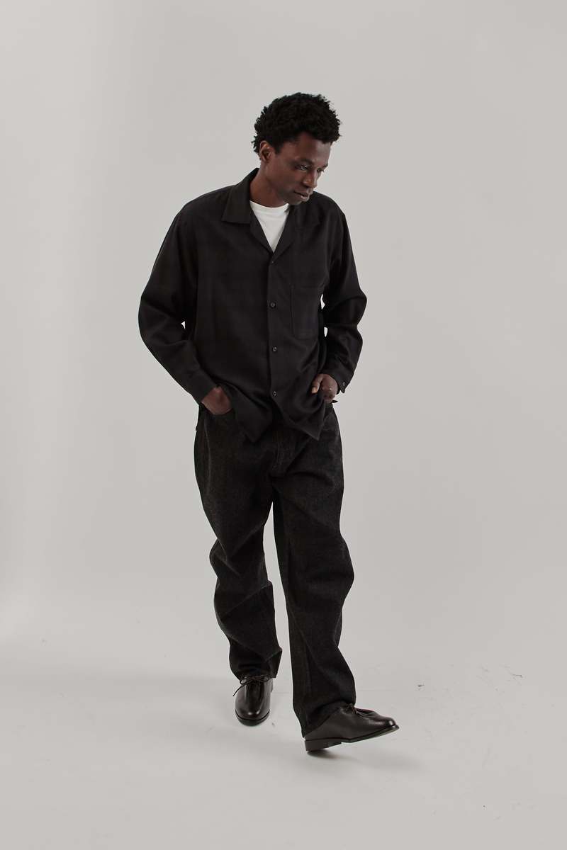 KAPTAIN SUNSHINE Wool Ombre Open Collar Shirt