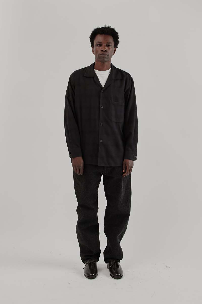 KAPTAIN SUNSHINE Wool Ombre Open Collar Shirt