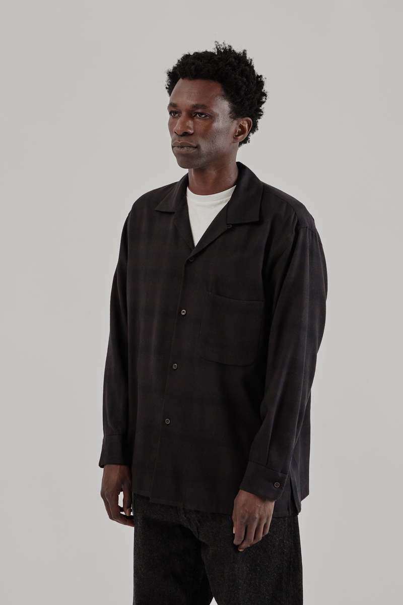 KAPTAIN SUNSHINE Wool Ombre Open Collar Shirt