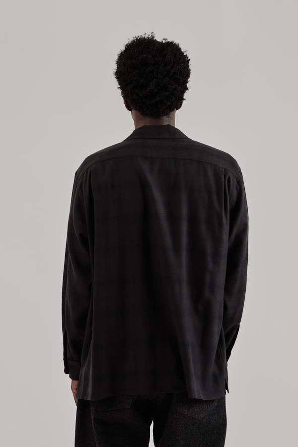 KAPTAIN SUNSHINE Wool Ombre Open Collar Shirt