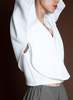 KAAREM Lemongrass Double Folded Dolman V Neck Top - White - Thumbnail 9