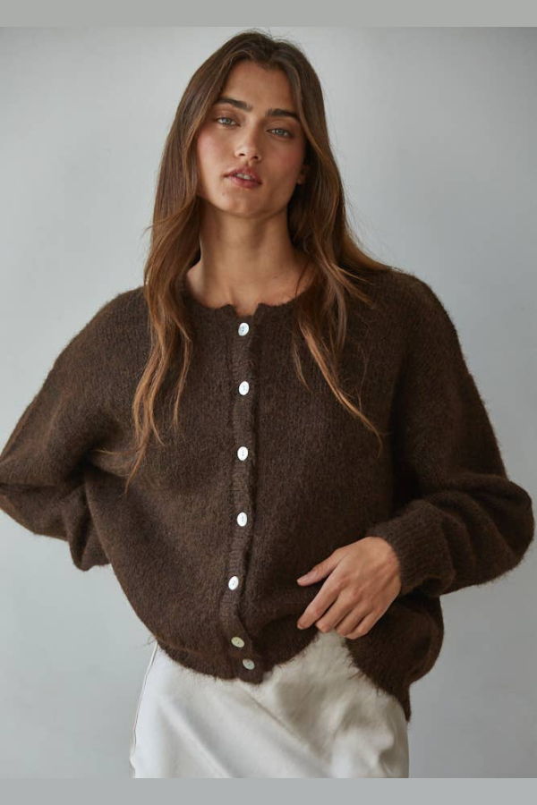 By Together Boxy Cardigan - Dark Chocolate