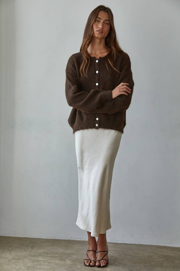 By Together Boxy Cardigan - Dark Chocolate
