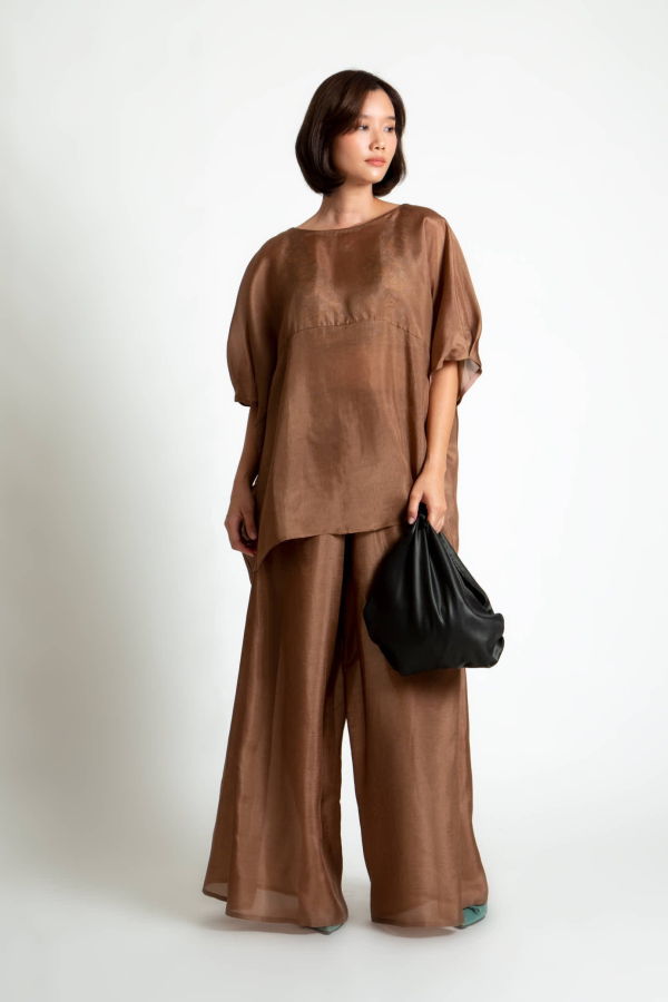 KAAREM Michelia Pleated Dolman Silk Organza Top