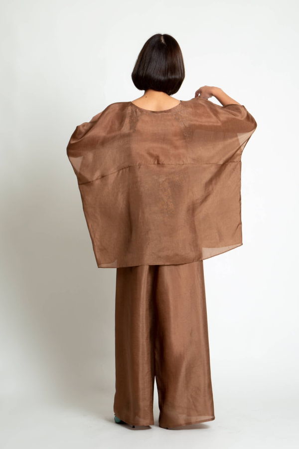 KAAREM Michelia Pleated Dolman Silk Organza Top