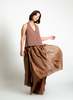 KAAREM Rhythm Halter Áo Dài Two-Piece Dress with Silk Organza Skirt - Cacao Brown / Brown Silk Organza - Thumbnail 1