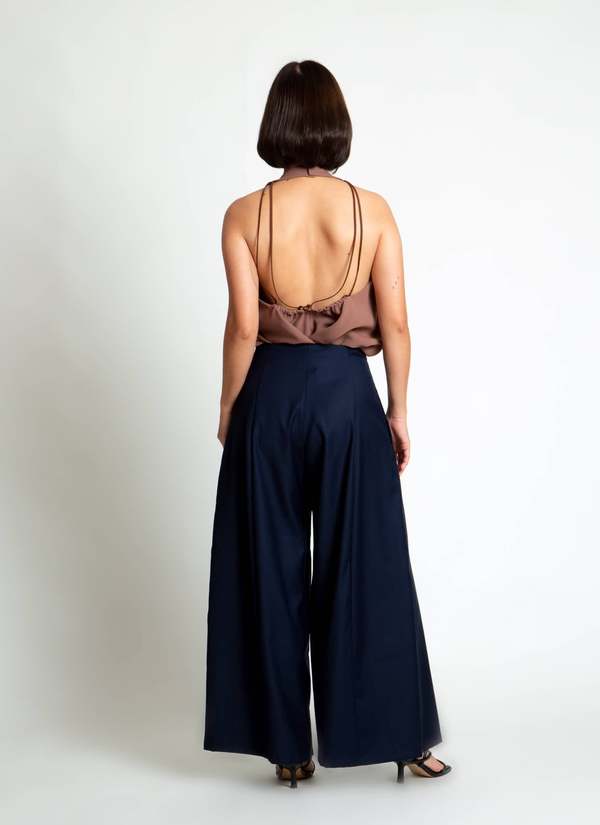 KAAREM Rhythm Halter o Di Two-Piece Dress with Silk Organza Skirt - Cacao Brown / Brown Silk Organza