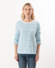 ELLIOTT LAUREN 3/4 Ruched Sleeve Striped Tee - Turquoise - Thumbnail 1