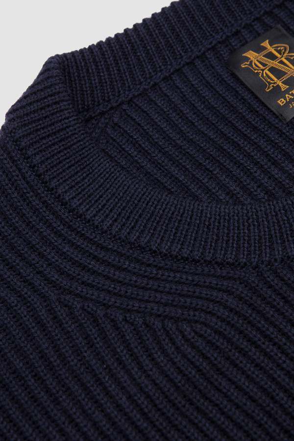 Batoner Solid Wool Rib Crew Neck Sweater | Garmentory