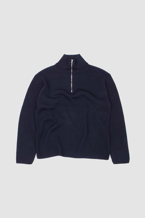 Batoner Solid Wool Rib Half Zip Sweater | Garmentory