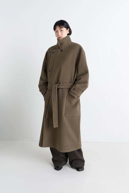 Lemaire Wrap Coat - Pewter Green | Garmentory
