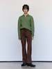 Ernest W. Baker Green Wool Cable Knit Zip Polo - Thumbnail 2