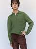 Ernest W. Baker Green Wool Cable Knit Zip Polo - Thumbnail 4