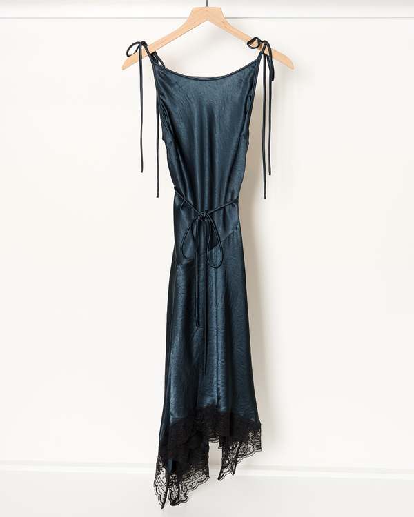 chinese dress ladies Acne Studios Brown Crepon Lace Hem Gown