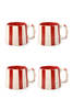 Casa Amarosa Red Stripe Coffee Cup Set of 4 - Thumbnail 1
