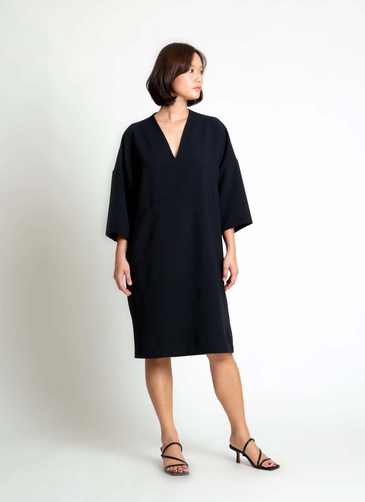 KAAREM Alluvial 3/4 Sleeve V Neck Pocket Dress - Image 1 of 3