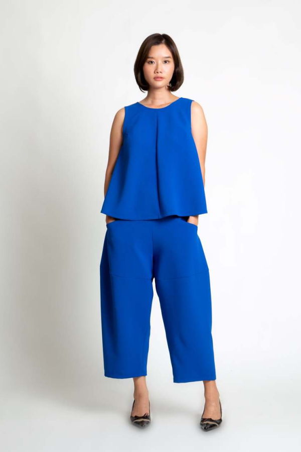 KAAREM Three-Two A-Line Colorblock Top