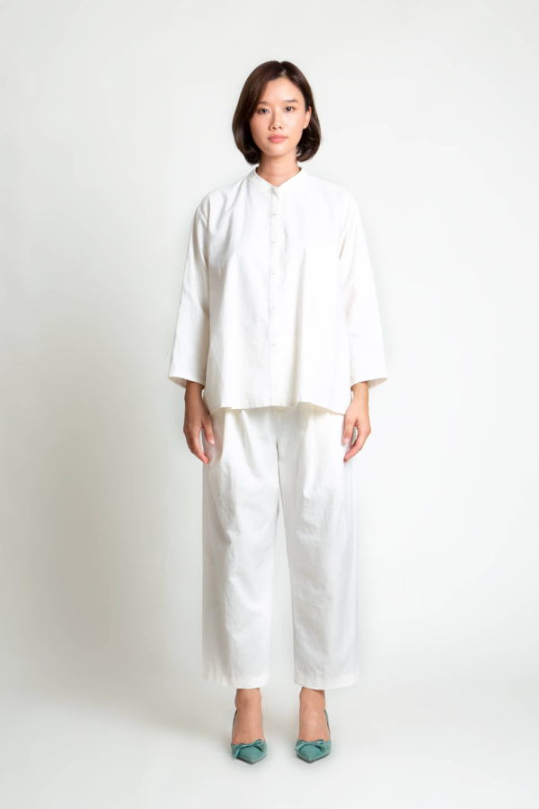 KAAREM Wholegrain Button-Up Shirt - White Linen