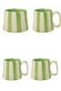 Casa Amarosa Green Stripe Coffee Cup Set of 4 - Thumbnail 1