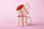 Casa Amarosa Pink Stripe Coffee Cup Set of 2 220ml - Thumbnail 6