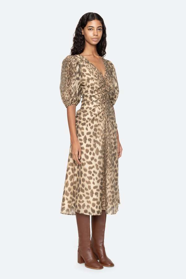 Sea NY Claude Print Puff Sleeve Midi Dress | Garmentory