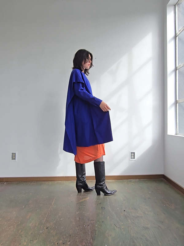 Chloe Wool Caped Coat - Blue