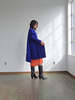 Chloe Wool Caped Coat - Blue - Thumbnail 1