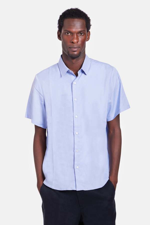 Blue&Cream Tencel Short Sleeve Buttondown Shirt