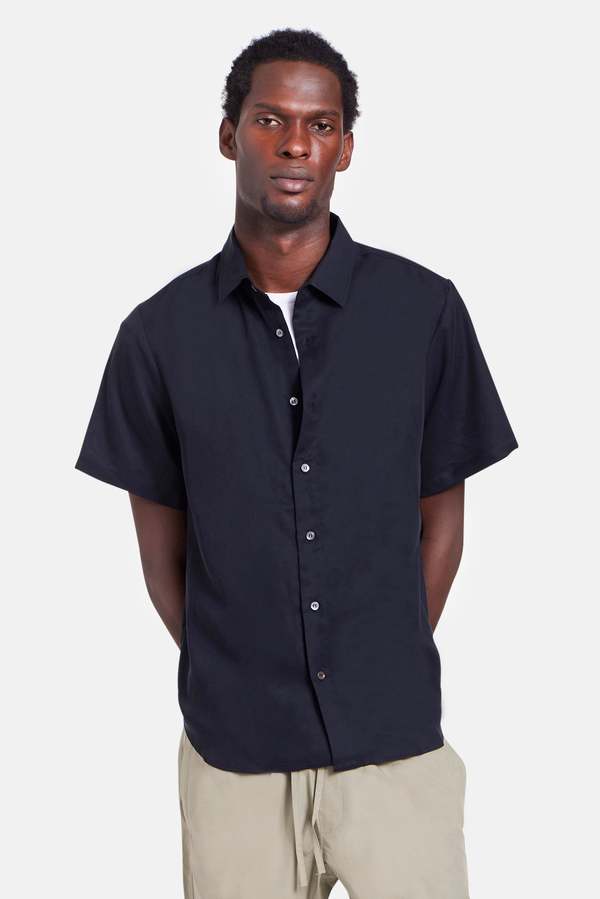 Blue&Cream Tencel SS Buttondown Shirt