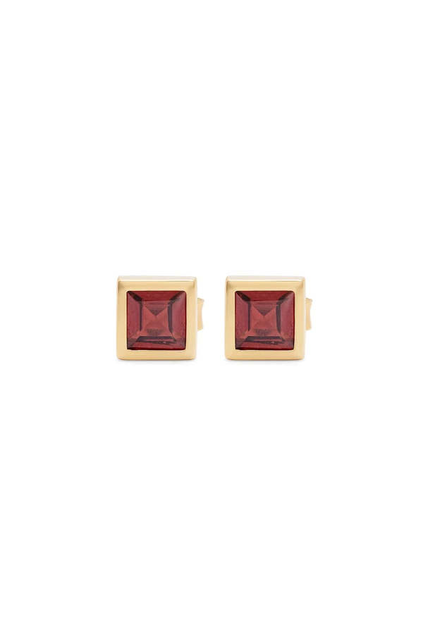Atelier Liya Garnet Square Stud Earring - Garnet