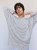 Edward Cuming Grey & White Stripe Floopy Arm Flex Long Tee - Thumbnail 1