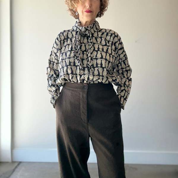 Pas de Calais Cat Patrol Print Blouse - Black | Garmentory