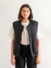 A B E L I N E Cotton Moiré Quilted Vest - Black - Thumbnail 1