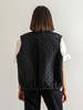 A B E L I N E Cotton Moiré Quilted Vest - Black - Thumbnail 3