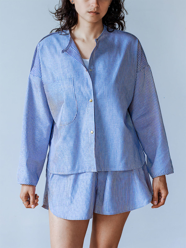 A B E L I N E Stripe Cotton Lightweight Summer Shorts A B E L I N E Stripe Cotton Lightweight Summer Shorts