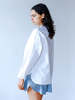 A B E L I N E Cotton Boxy Fit Snap Front Shirt - White - Thumbnail 2