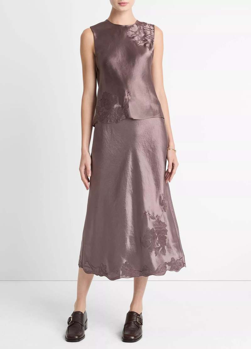 VINCE Embroidered Shell Top