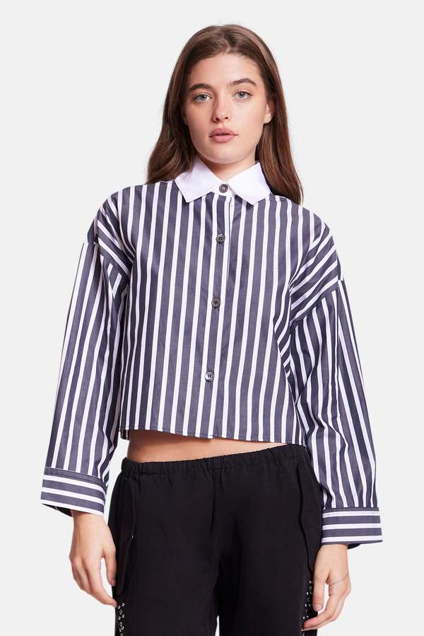 The Tile Club Gansett Poplin Crop Shirt