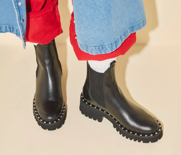 Freda Salvador Bailey Studded Lug Boot - Black