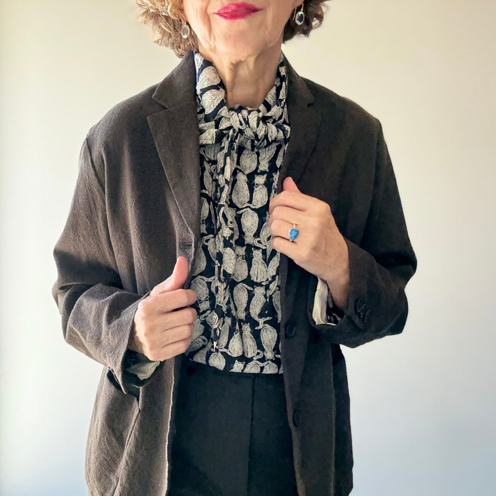 Pas de Calais Mulesing-Free Wool Cotton Tailored Jacket - Dark