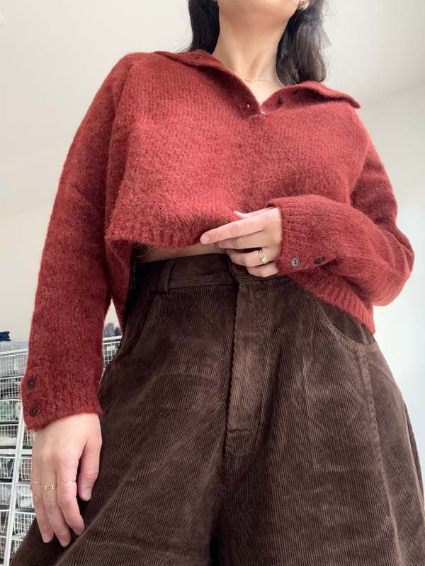 Cordera Corduroy Baggy Pants - Brown