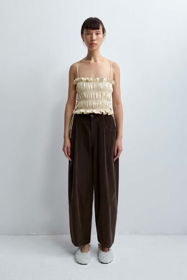 Cordera Corduroy Baggy Pants - Brown