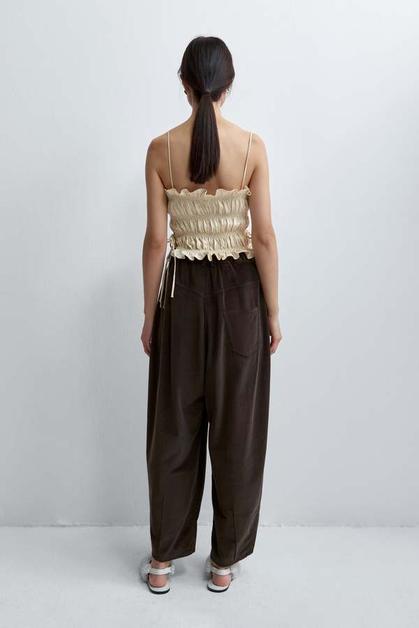 Cordera Corduroy Baggy Pants - Brown
