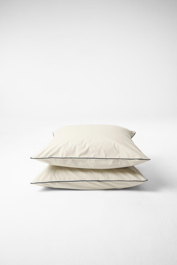 SUTRAM Contrast Edge Pillowcase - Canvas with Navy