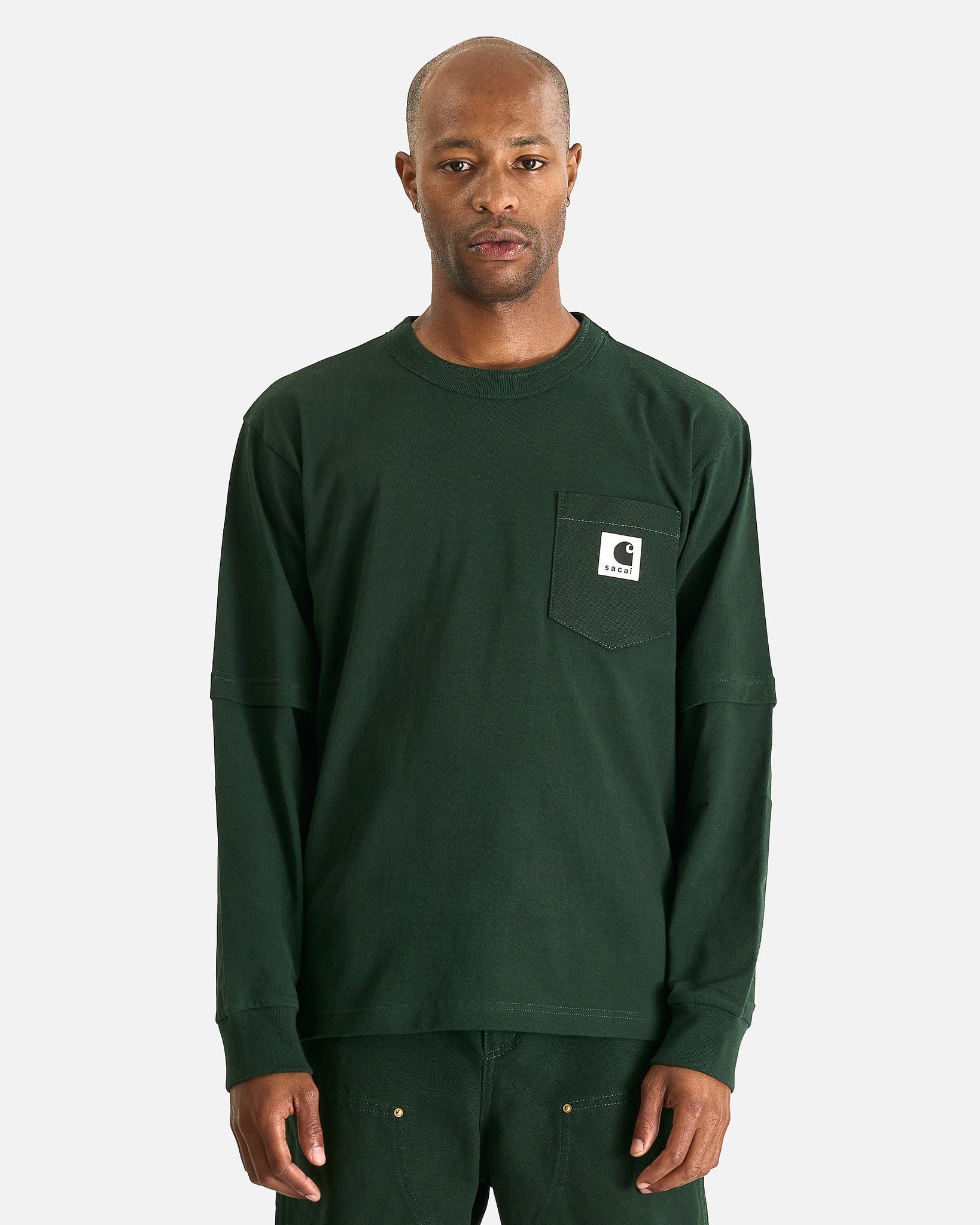 トップス Sacai Carhartt Cotton Jersey L/S T-Shirt x Carhartt WIP Cotton Jersey L/S T-Shirt Green | HAVEN