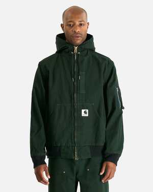 sacai Carhartt WIP Washed Ducked Hooded Blouson | Garmentory