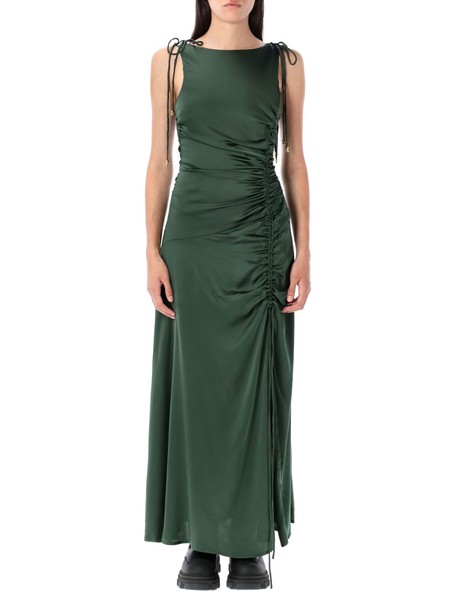 Ganni 3D Jacquard Ruffle Midi Dress - Brilliant Blue