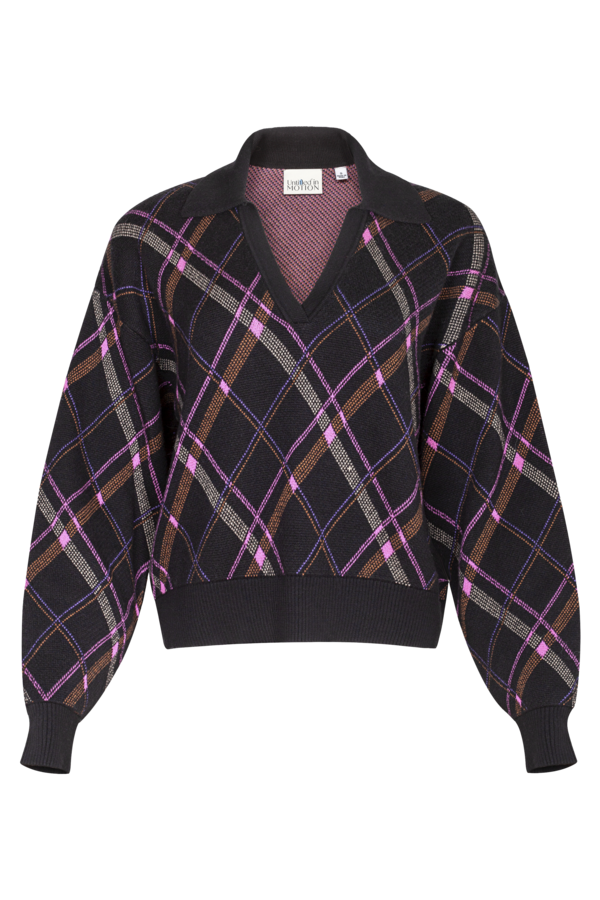 Untitled in Motion Knit Polo Viv Plaid