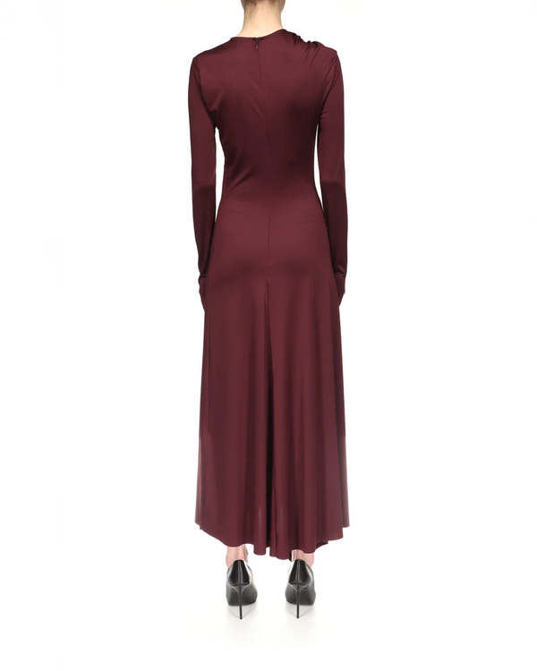 Victoria Beckham Twist Armhole Detail Midi Dress - Merlot | Garmentory